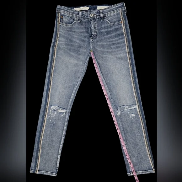 Anthropologie Pilcro Side Stripe Slim Boyfriend Jeans Light Mid Rise Sz 25/0 - Picture 6 of 13